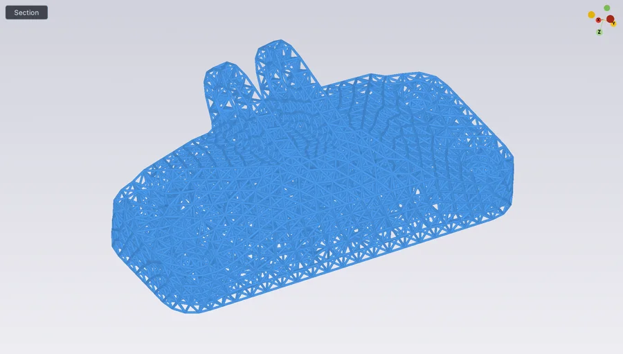 Every tet edge thickened into a strut, giving a lattice that conforms to the part.
